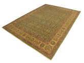 handmade Traditional  Green Gold Hand Knotted RECTANGLE 100% WOOL area rug 9x12